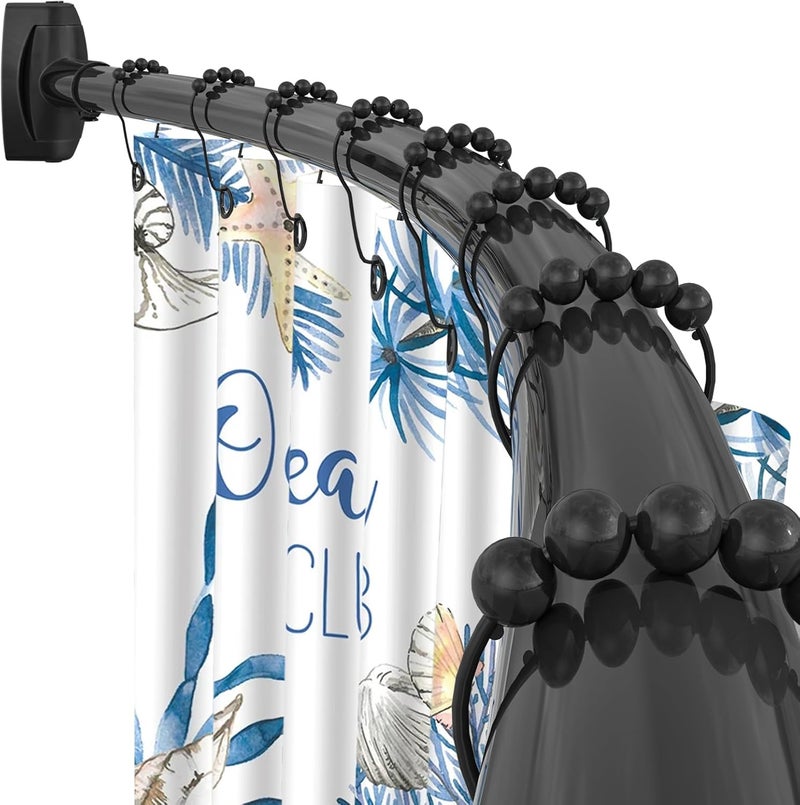 YNL Curved Shower Curtain Rod 35-82In(2.9-6.8Ft), Matte Black Rounded Rustproof Shower Rod for Bathroom Bathtub, Adjustable Arched Shower Rod, Never Rust|Extra Space|Non-Slip|Expandable|Need to Drill - Image 1
